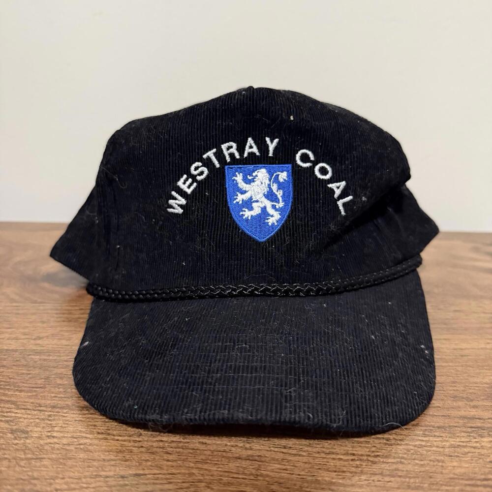 Vintage Westray Coal Corduroy Snapback Hat AJM Canada Black Men’s